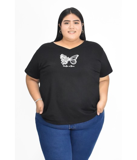 POLO BUTTERFLIES AND FLOWERS NEGRO