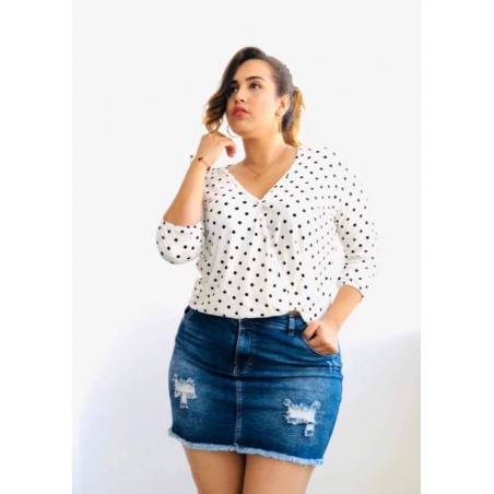 BLUSA SAYLOR BLANCO PUNTOS NEGROS